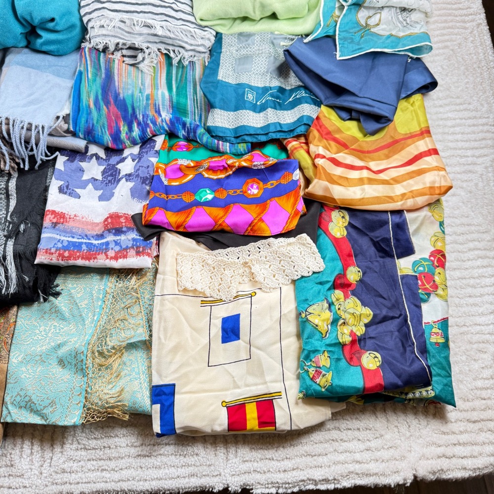 Vintage Modern Scarf Lot Women 44pc Multicolor Wholesale Accessories Mixed Boho - Picture 3 of 11